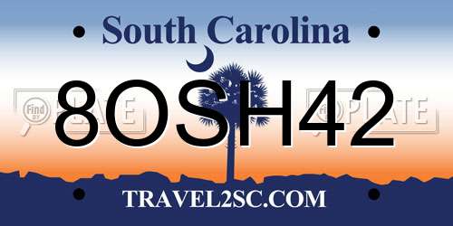 8OSH42 South Carolina License Plate