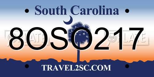 8OSO217 South Carolina License Plate