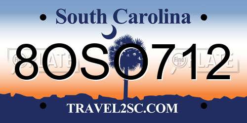 8OSO712 South Carolina License Plate