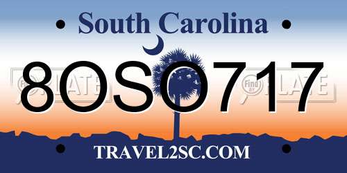 8OSO717 South Carolina License Plate