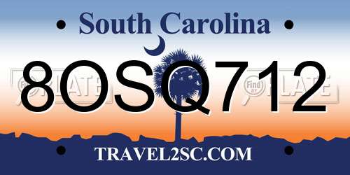 8OSQ712 South Carolina License Plate