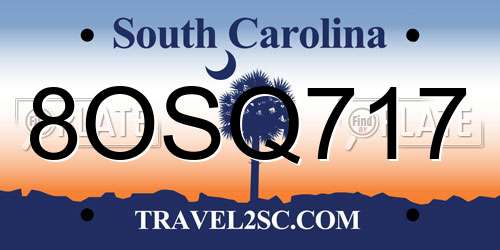 8OSQ717 South Carolina License Plate