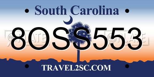 8OSS553 South Carolina License Plate