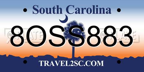 8OSS883 South Carolina License Plate