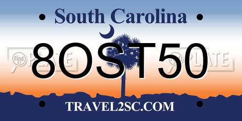 8OST50 South Carolina License Plate