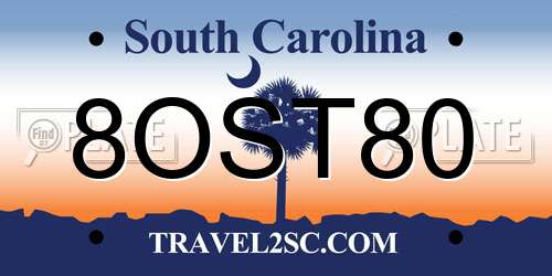 8OST80 South Carolina License Plate