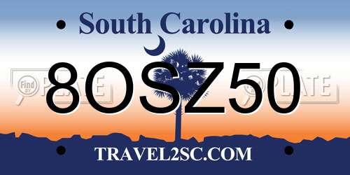 8OSZ50 South Carolina License Plate