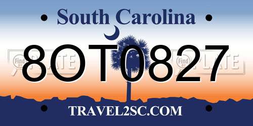 8OT0827 South Carolina License Plate