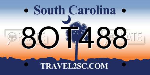 8OT488 South Carolina License Plate