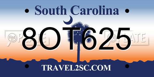 8OT625 South Carolina License Plate
