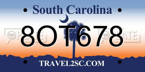 8OT678 South Carolina License Plate
