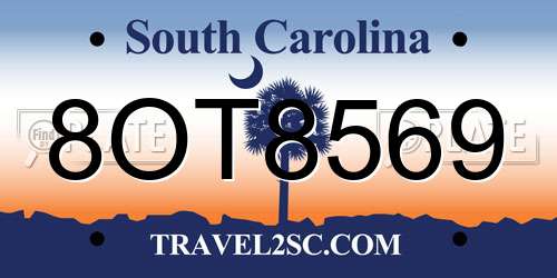 8OT8569 South Carolina License Plate