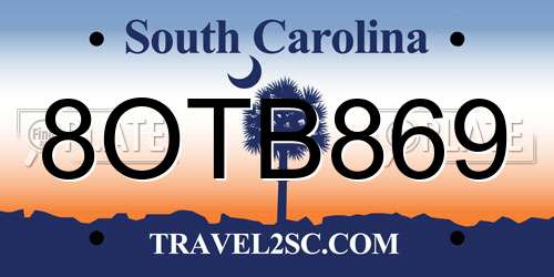 8OTB869 South Carolina License Plate