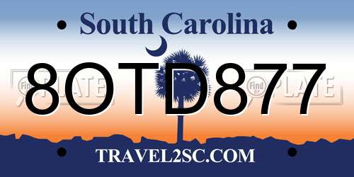 8OTD877 South Carolina License Plate