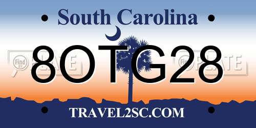 8OTG28 South Carolina License Plate