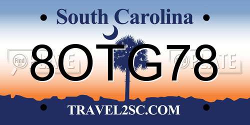8OTG78 South Carolina License Plate