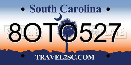 8OTO527 South Carolina License Plate