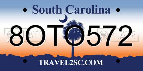 8OTO572 South Carolina License Plate