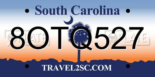 8OTQ527 South Carolina License Plate