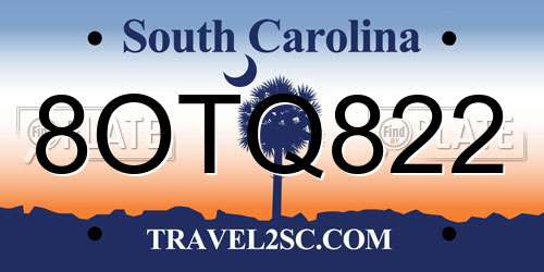 8OTQ822 South Carolina License Plate