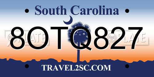 8OTQ827 South Carolina License Plate