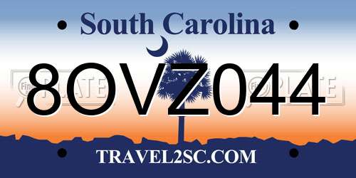 8OVZ044 South Carolina License Plate