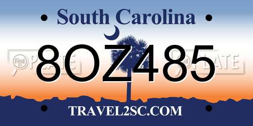 8OZ485 South Carolina License Plate