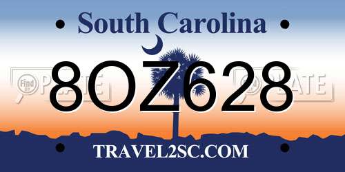 8OZ628 South Carolina License Plate