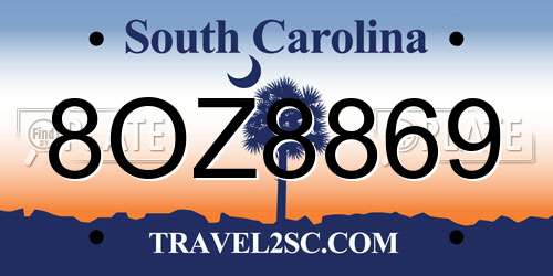 8OZ8869 South Carolina License Plate