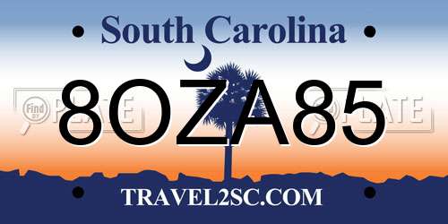 8OZA85 South Carolina License Plate