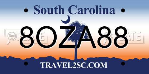 8OZA88 South Carolina License Plate