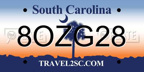 8OZG28 South Carolina License Plate