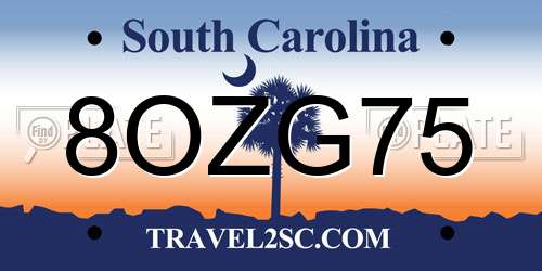 8OZG75 South Carolina License Plate