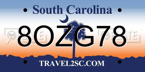 8OZG78 South Carolina License Plate