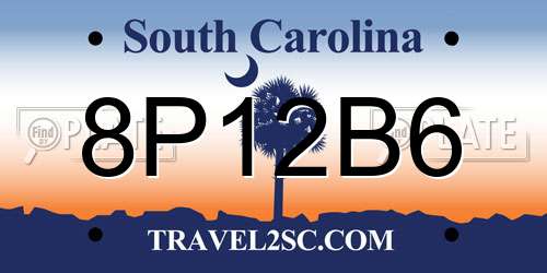 8P12B6 South Carolina License Plate