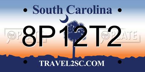 8P12T2 South Carolina License Plate