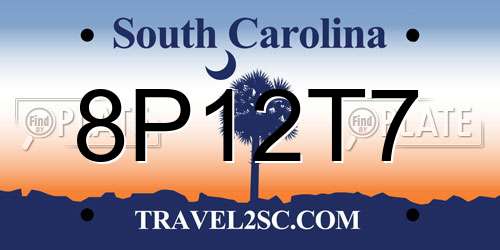 8P12T7 South Carolina License Plate