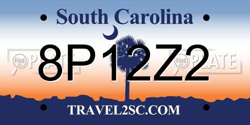 8P12Z2 South Carolina License Plate