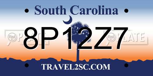 8P12Z7 South Carolina License Plate