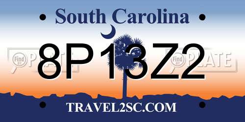 8P13Z2 South Carolina License Plate