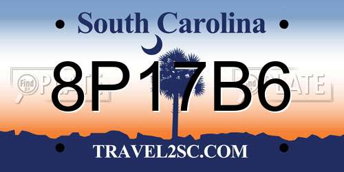 8P17B6 South Carolina License Plate
