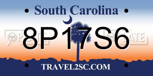 8P17S6 South Carolina License Plate