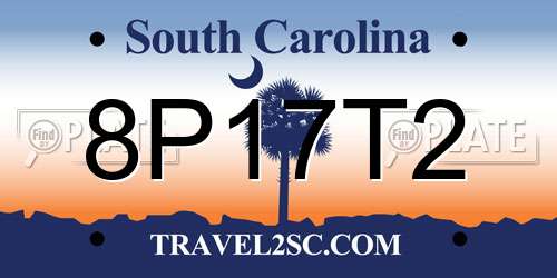 8P17T2 South Carolina License Plate