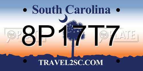 8P17T7 South Carolina License Plate