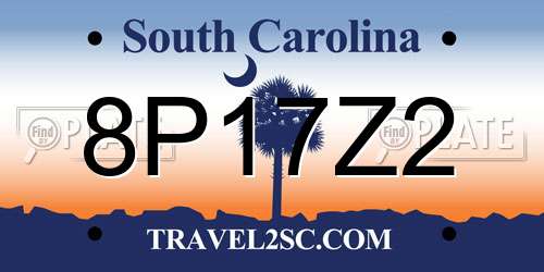 8P17Z2 South Carolina License Plate