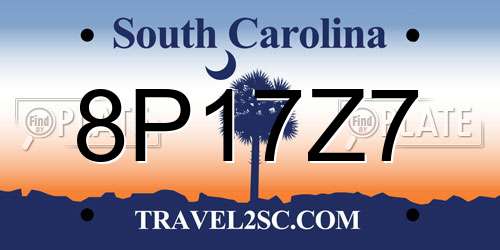8P17Z7 South Carolina License Plate