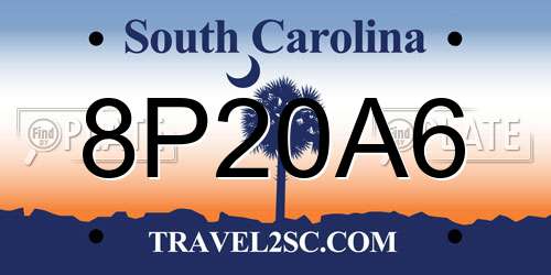 8P20A6 South Carolina License Plate