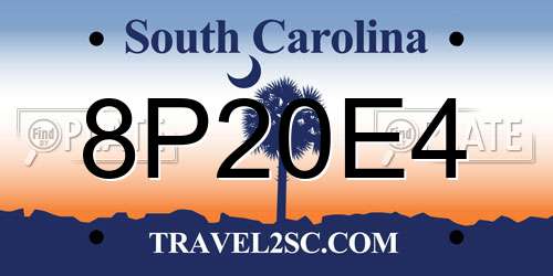 8P20E4 South Carolina License Plate