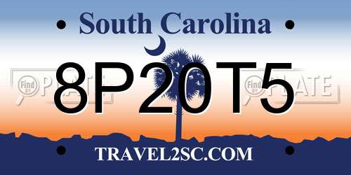 8P20T5 South Carolina License Plate