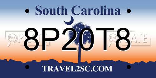 8P20T8 South Carolina License Plate